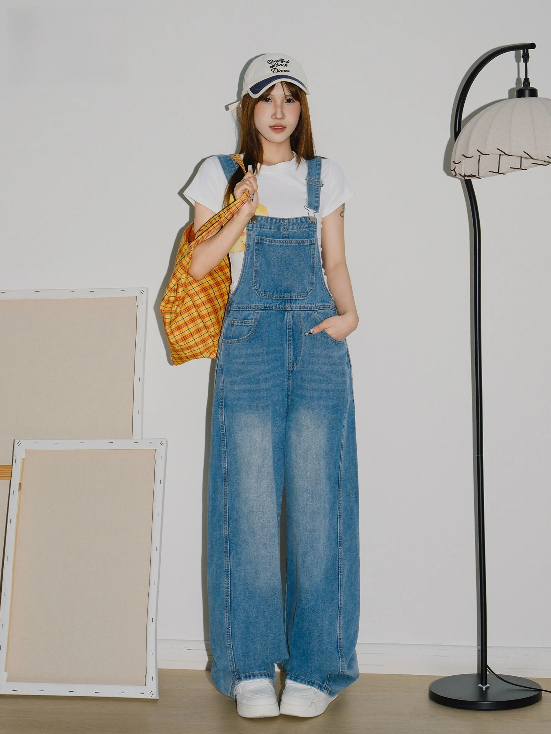 

American Style High Waist Overalls Women's Loose Fit Summer Jeans Denim Shorts Casual Wear Ageless Trendy Lazy Style Pants