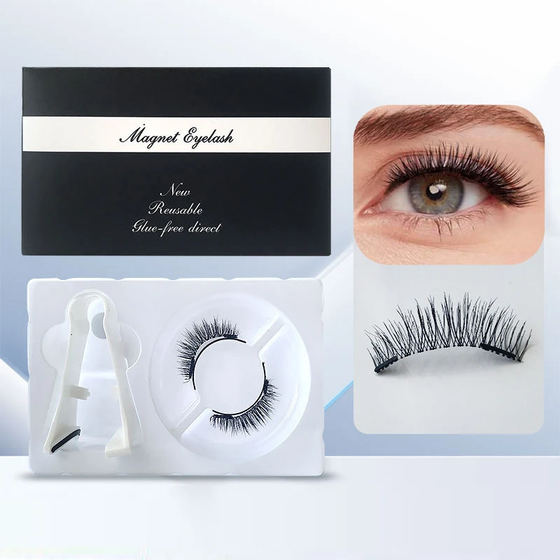Ciglia magnetiche Ciglia individuali Ciglia finte ricce con magneti Adesivo forte riutilizzabile per il trucco delle donne