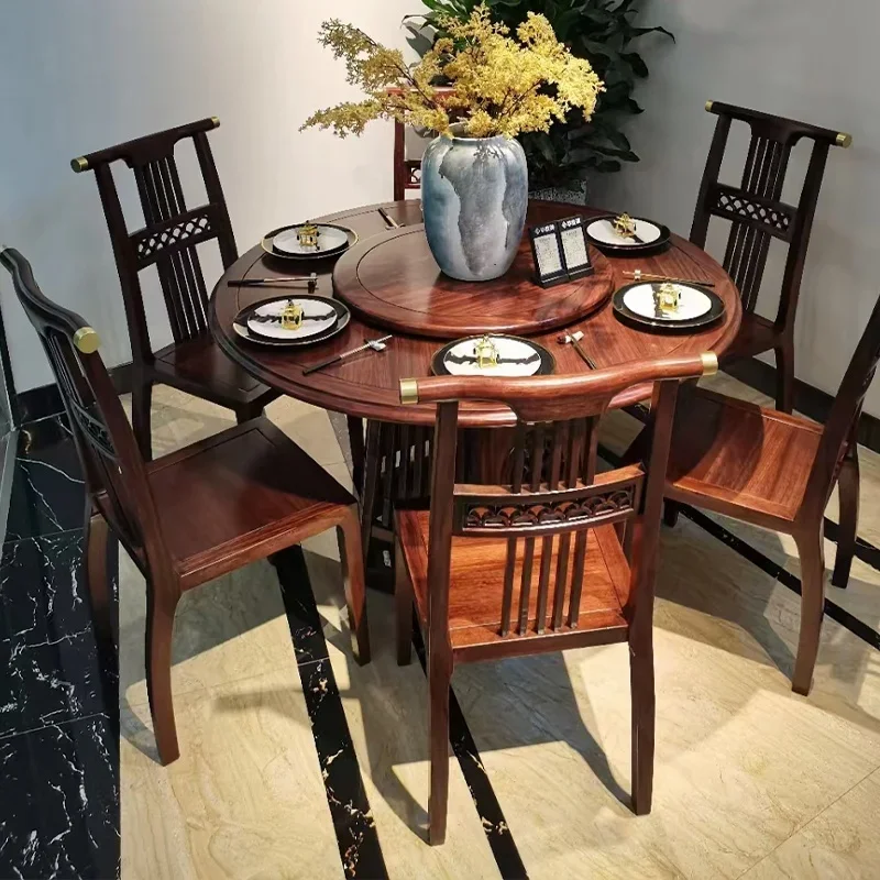 New Chinese Modern style dining furniture sets classical solid wood dining table with 6 chairs set