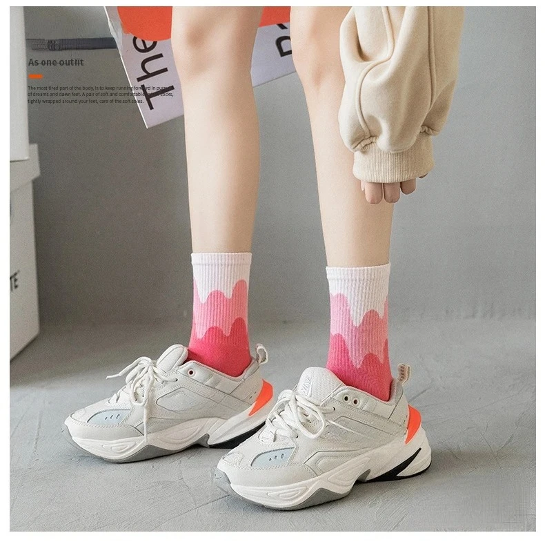 1/5 Pairs Spring Summer Ice Cream Socks Women Japanese Style Medium Tube Socks Cinnamoroll Print Harajuku Fashion Socks