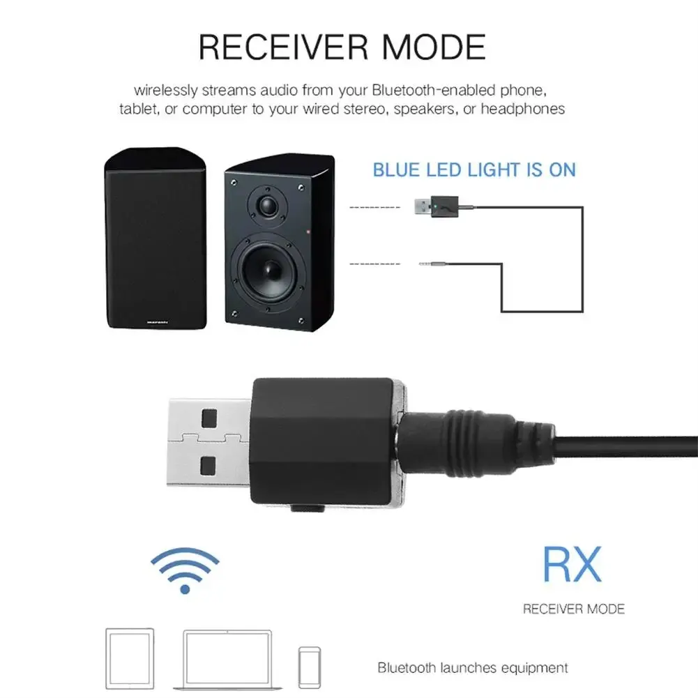 Mini 3.5mm Aux Stereo Wireless Bluetooth-compatible 5.0 Adapter Car Music Receiver Transmitter For Tv