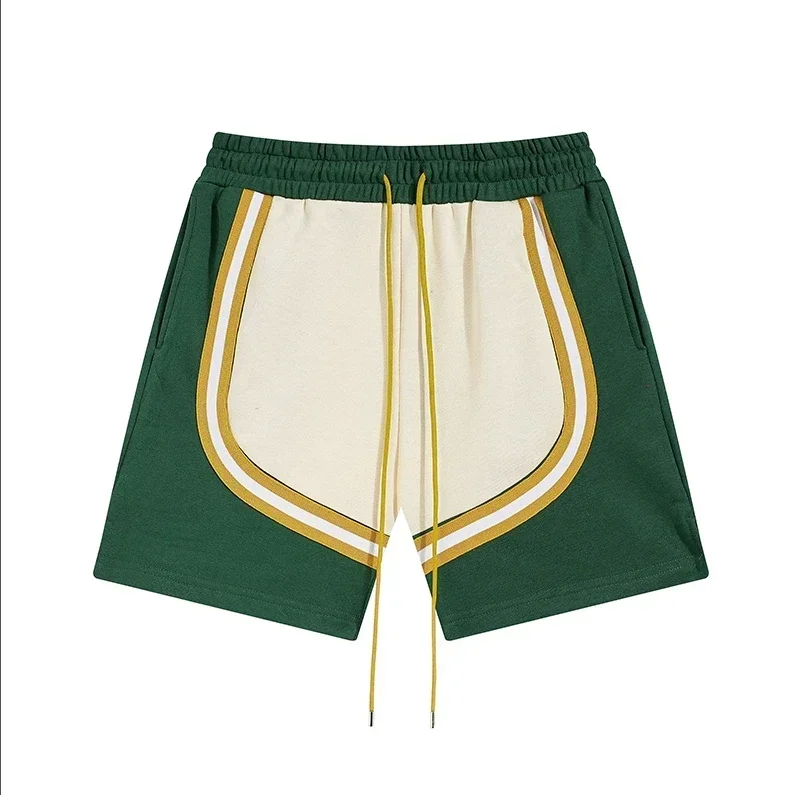 n high street fashion niche design men and women with the same color mosaics Terry Knickers  board shorts sports shorts