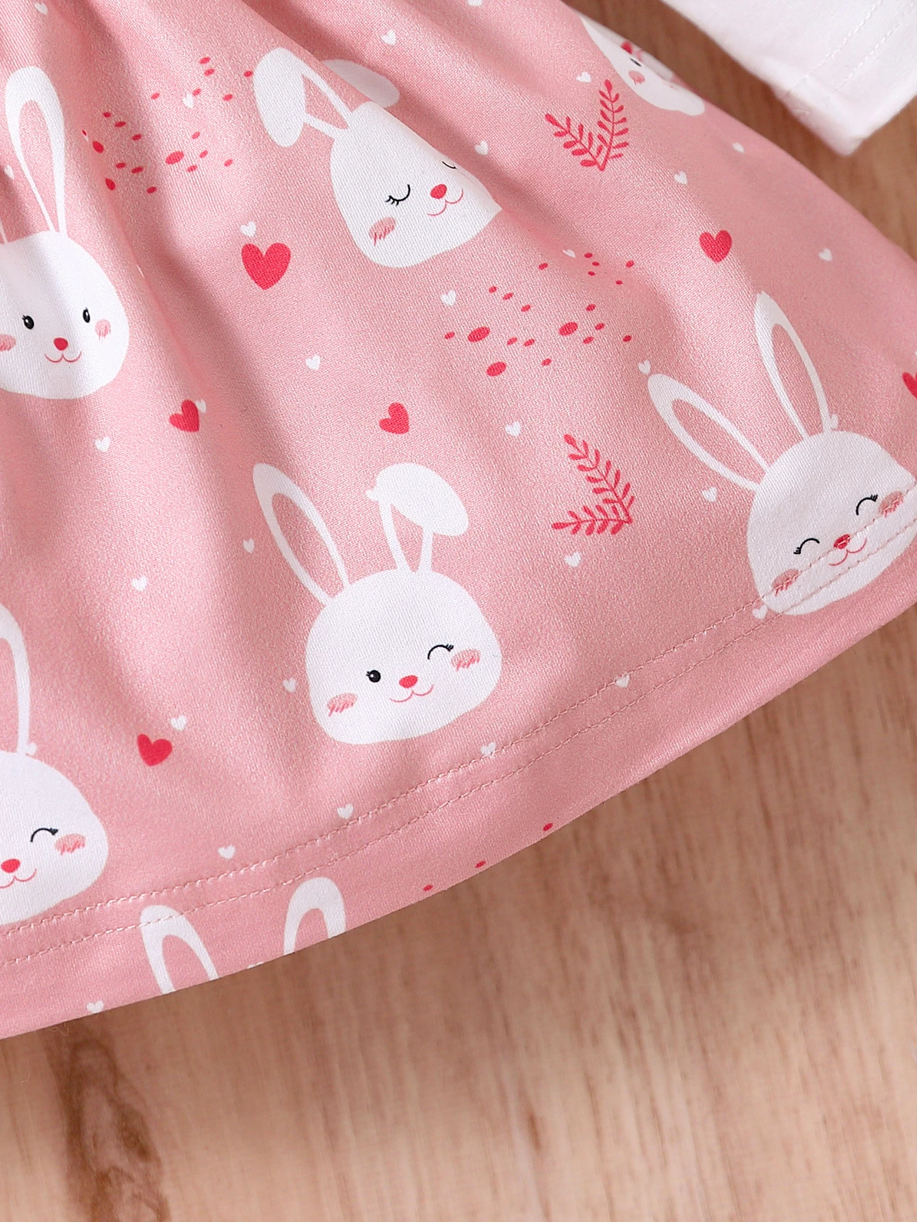 New Spring and Autumn Cute Girl Rabbit Princess Dress Children\'s Long sleeved Rabbit Printed Clothes Infant and Child Party Casu