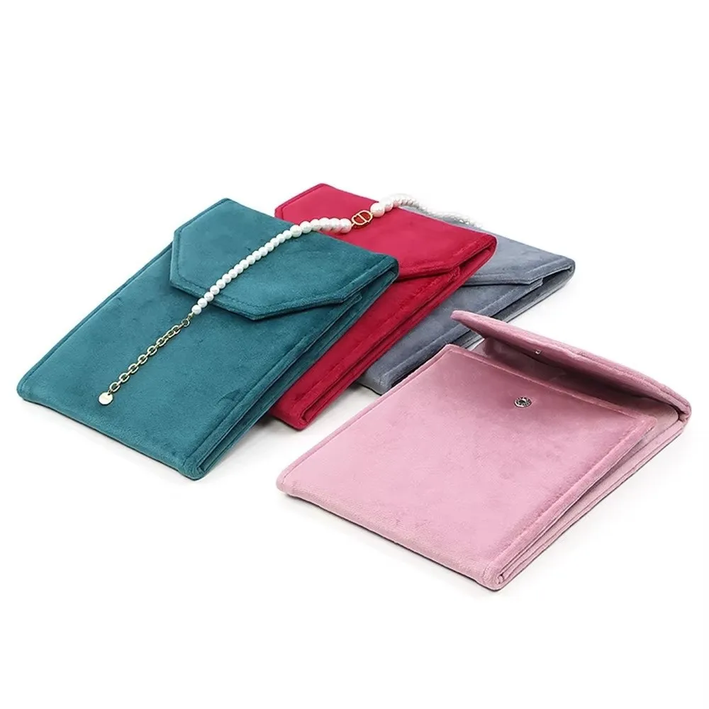 

Foldable Storage Bag Velvet Portable Jewelry Storage Box Snap Button Closure Jewelry Organizer Pouch
