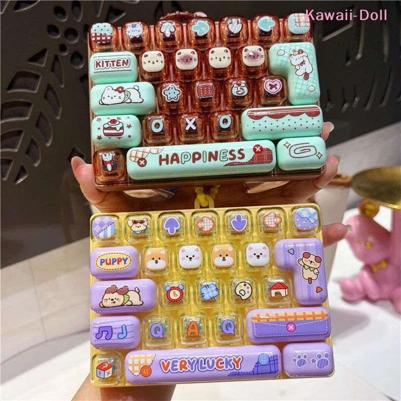 [DO]26 Key Fidget Button Keychain Cute Decompression Toy Bag Hanging Ornament Fun Stress Relief Pendant[DO]