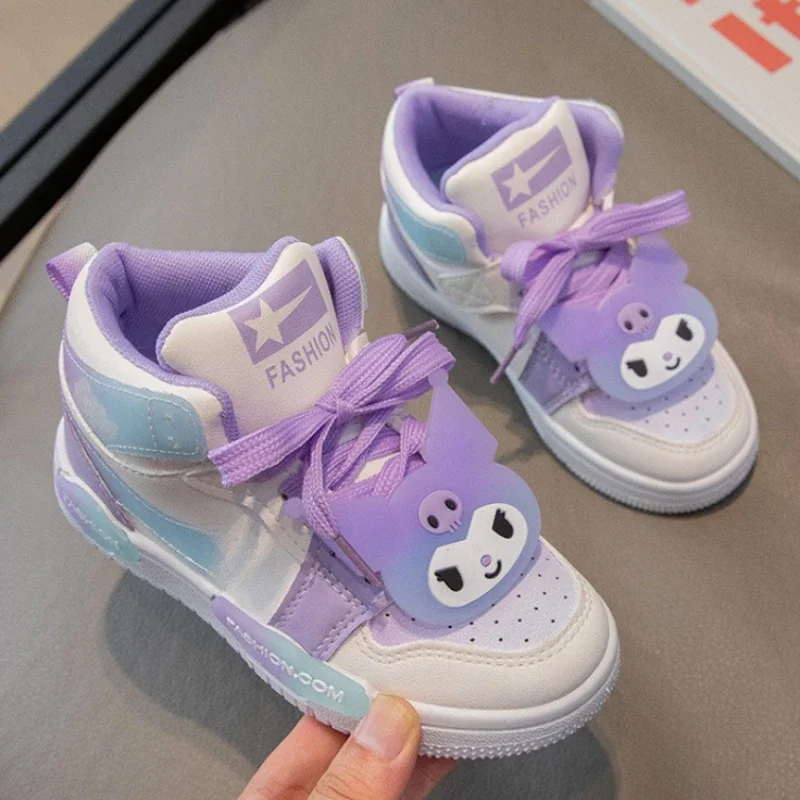 Cute Cartoon Kuromi Boys Girls Sport Shoes Fashion Breathable Sneakers for Kids Anti-slip Student Shoes Child Outdoor Shoes