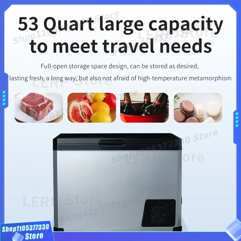 50L Portable Car Refrigerator 40W DC Camping Fridge for Vehicle Travel Outdoor Cooler Box Electric Mini Freezer Auto Use DC