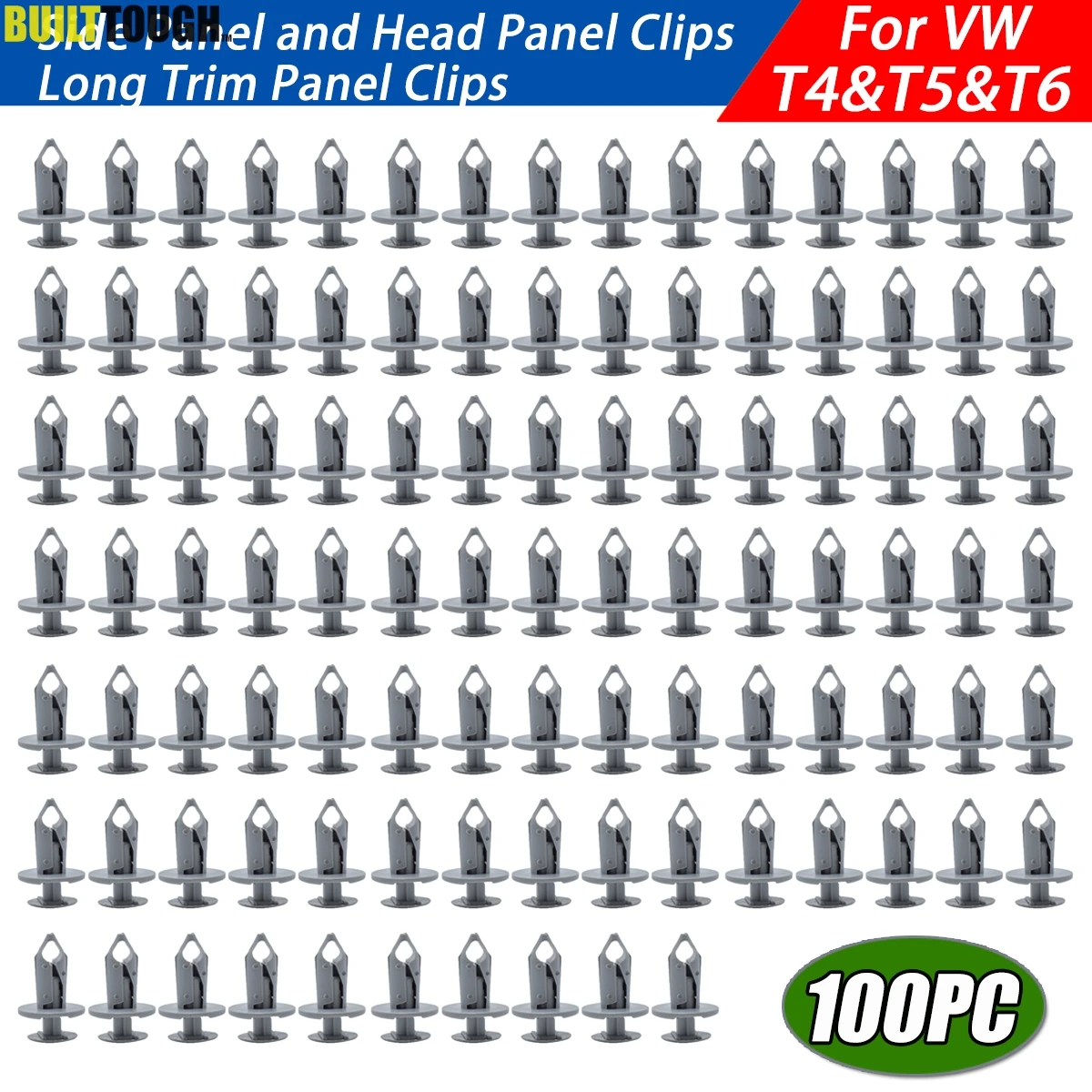 100PC For VW Transporter T4 T5 T6 Longer Long Trim Panel Clips Grey Carpet Lining Plastic Retainer Rivets Auto Bumper Fasteners