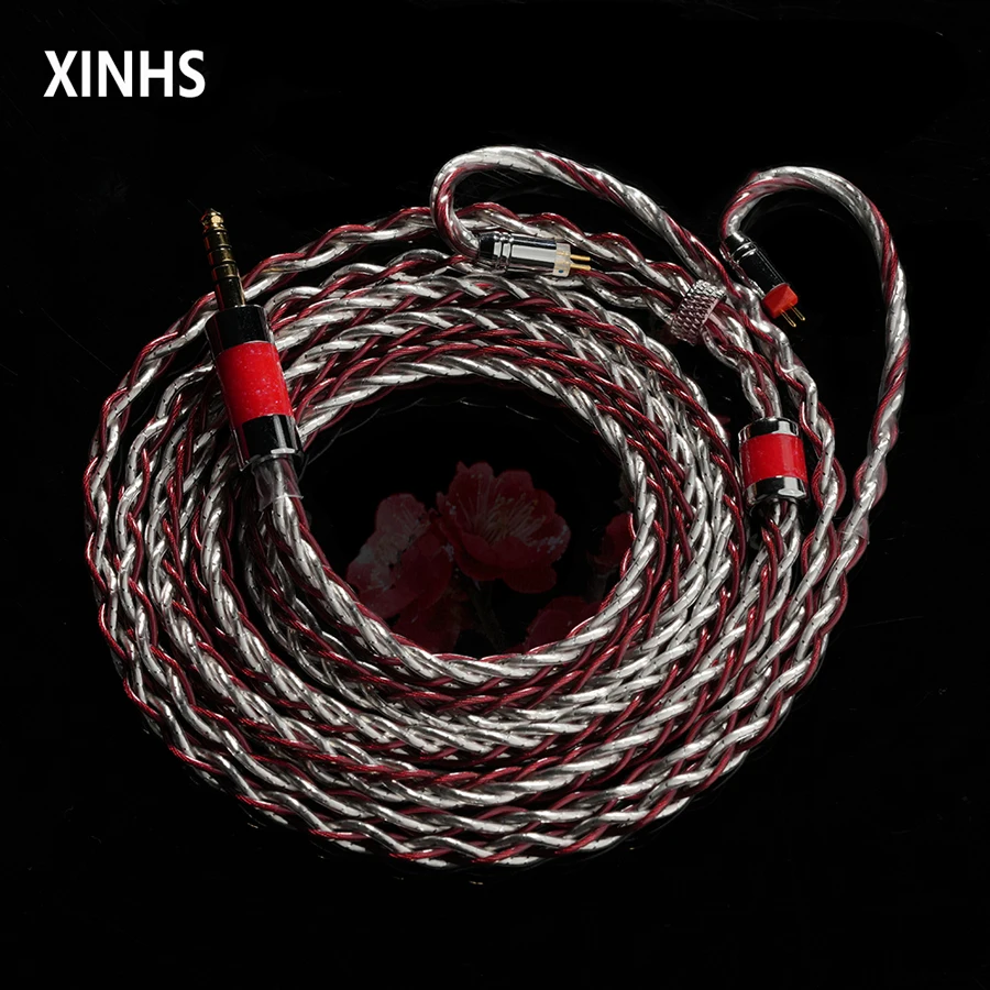 XINHS M02 8-adriges Crimson Bloom in Snow-7N OCC Silber-Palladium Hochwertiges Übertragungskabel für Kopfhörer HIFI Upgrade-Kabel – Detail 1