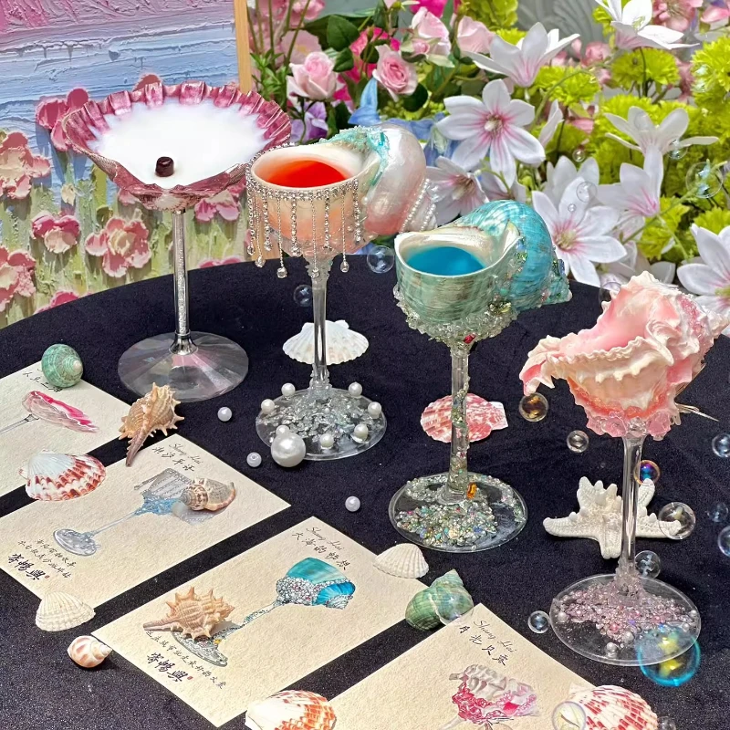 

Natural Conch Wine Glass, Premium Bar Goblet, Creative Wedding Toast Glass, Handmade Craft, Elegant Drinkware for Home