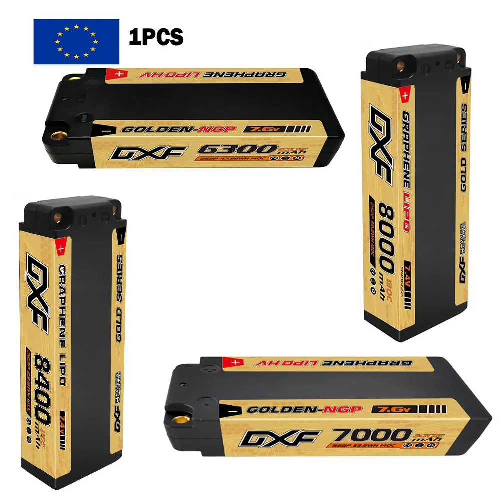 

DXF Lipo 2s 3s 4s Shorty HV EFRA NGP 4400mAh 4800mAh 5200mAh 6300mAh 7000mAh 8000mAh 8400mAh 9200mAh 10000mAh for RC 1/10 Car