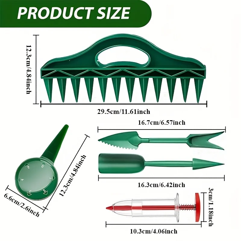 7pcs Garden Seeder Set 12 Hole Soil Puncher Seed Dispenser Planter Dibber Widger Transplanting Tool Kit