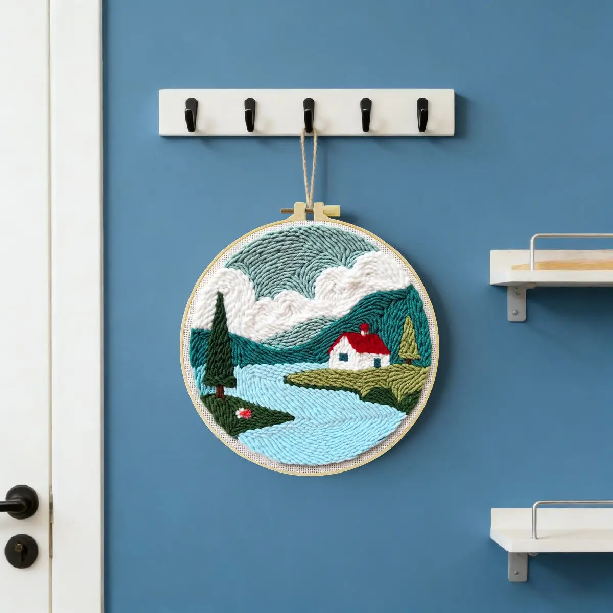 20X20CM/7,87 Zoll, Stickset für ländliche Gebiete, Punch-Nadel-Stickerei, Stickerei, gestrickte Stickerei, DIY, handgemachtes Geschenk – Detail 2