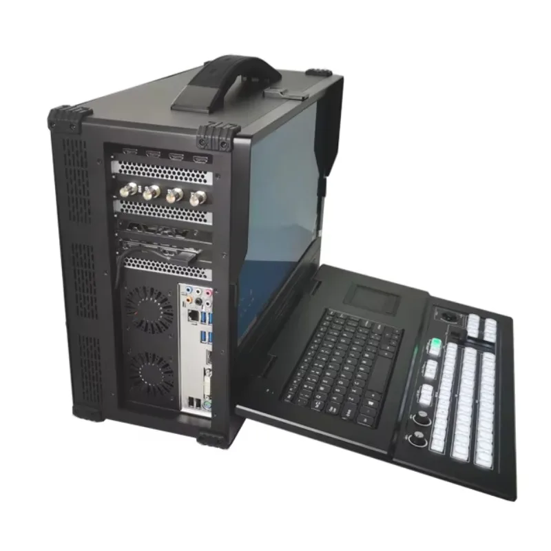 pro 17.3\" 1080p LCD Screen YouTube Live Stream Video Studio Mixer Switcher Aluminum IP Audio Input