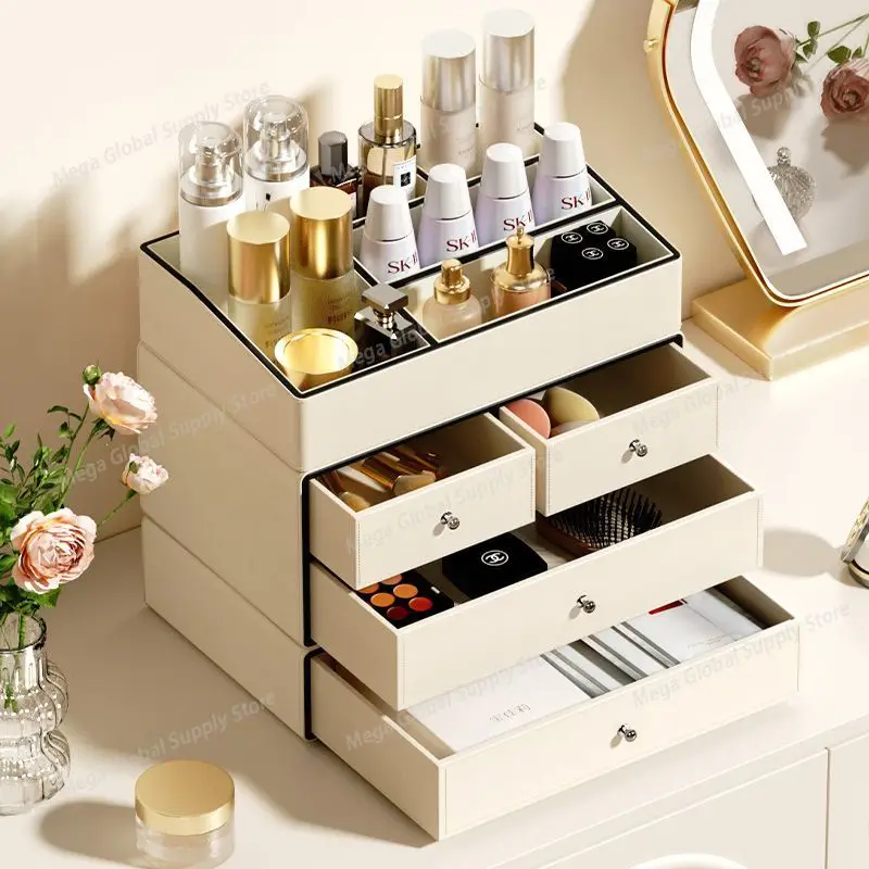 

Makeup Organizer Box Division Desk Cosmetics Boxes Skincare Drawer Type Vanity Organization Box Dressing Table Storage Boxes