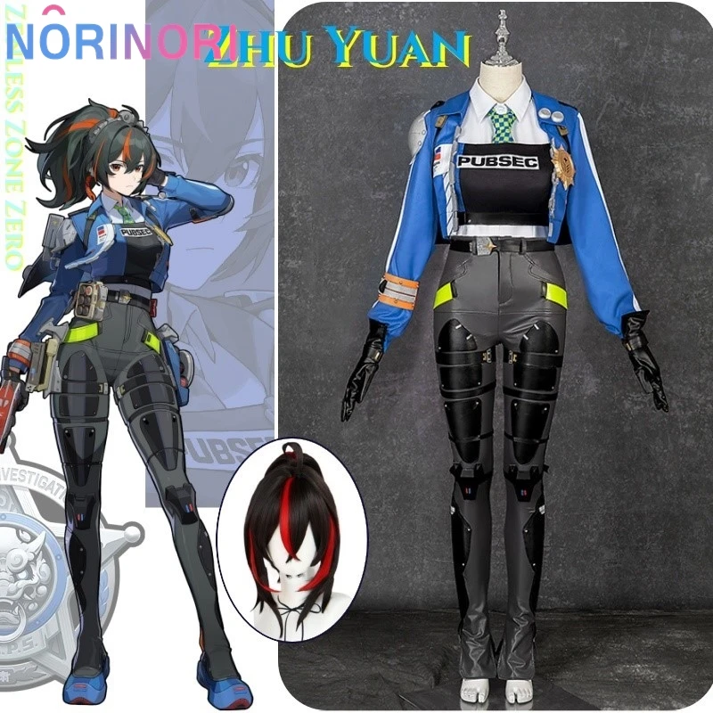 Zenless zona zero anime jogo zhu yuan cosplay traje peruca zhuyuan uniforme investigação criminal equipe de resposta especial novo