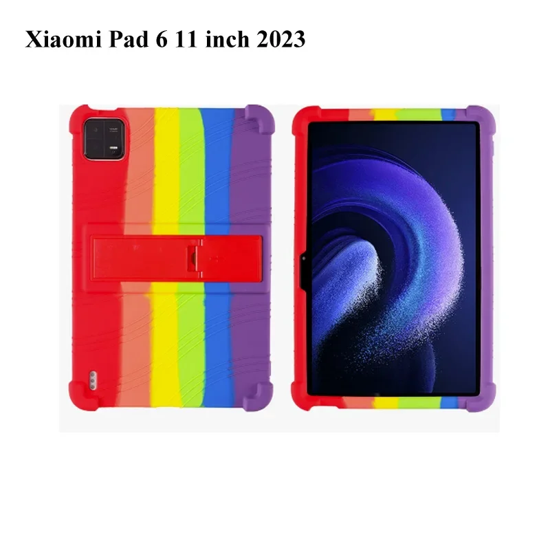 Kids Silicone Shockproof Case For Xiaomi Pad 7Pro 6SPro 5 6 Redmi Pad SE Built-in Adjustable Stand Full Protection Tablet Cover