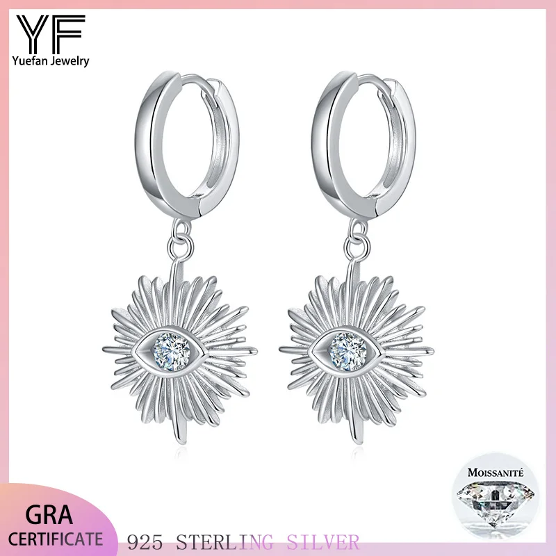

925 Silver Earrings 4mm Moissanite D VVS1 Pass GRA Certified Eyes Devil's Eye Hoop Earring Jewelry Personalized gift