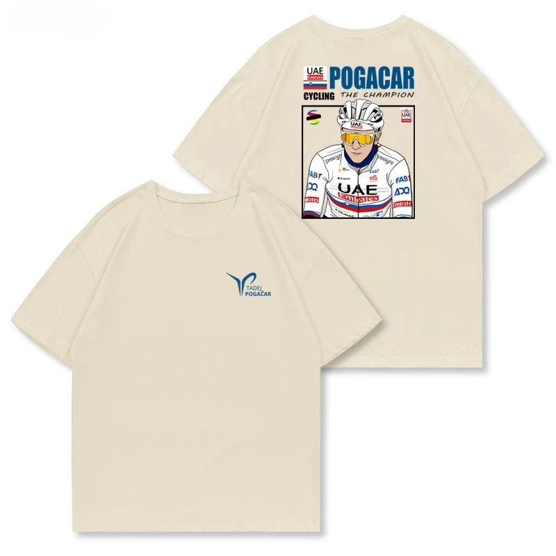 Pogacar Cycling T-Shirt Tour De France Champion Graphic Tee American Retro Style Short Sleeve Shirt Summer Casual Sports Tops