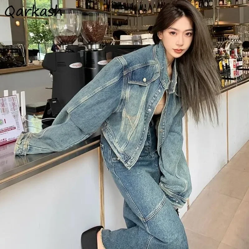 

Vintage Denim Jackets Women Short Chic Loose Turn-down Collar Spring Winter All-match Popular Streetwear Mujer Young Lady Coats