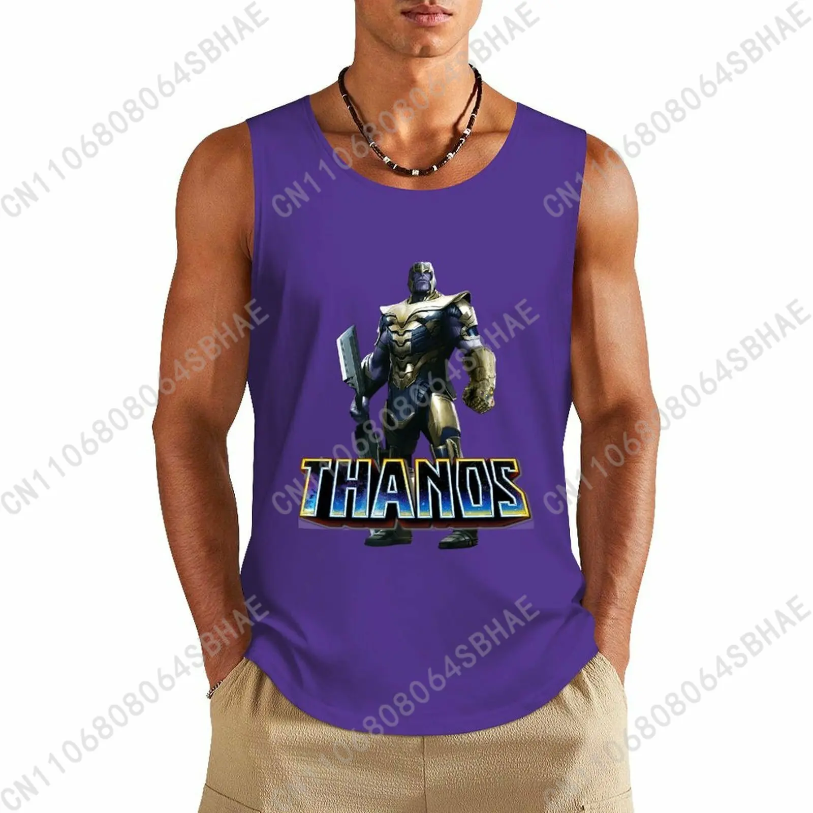

Marvel Thanos Custom Pattern Mens Cotton Tank Top Cotton Sleeveless Shirt Men Undershirt Personalized Gifts Cosplay