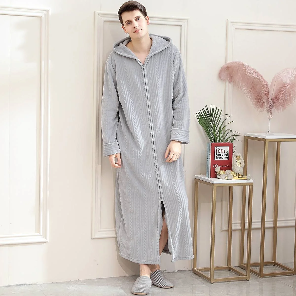 Light grey men's - zippered - extra warm
