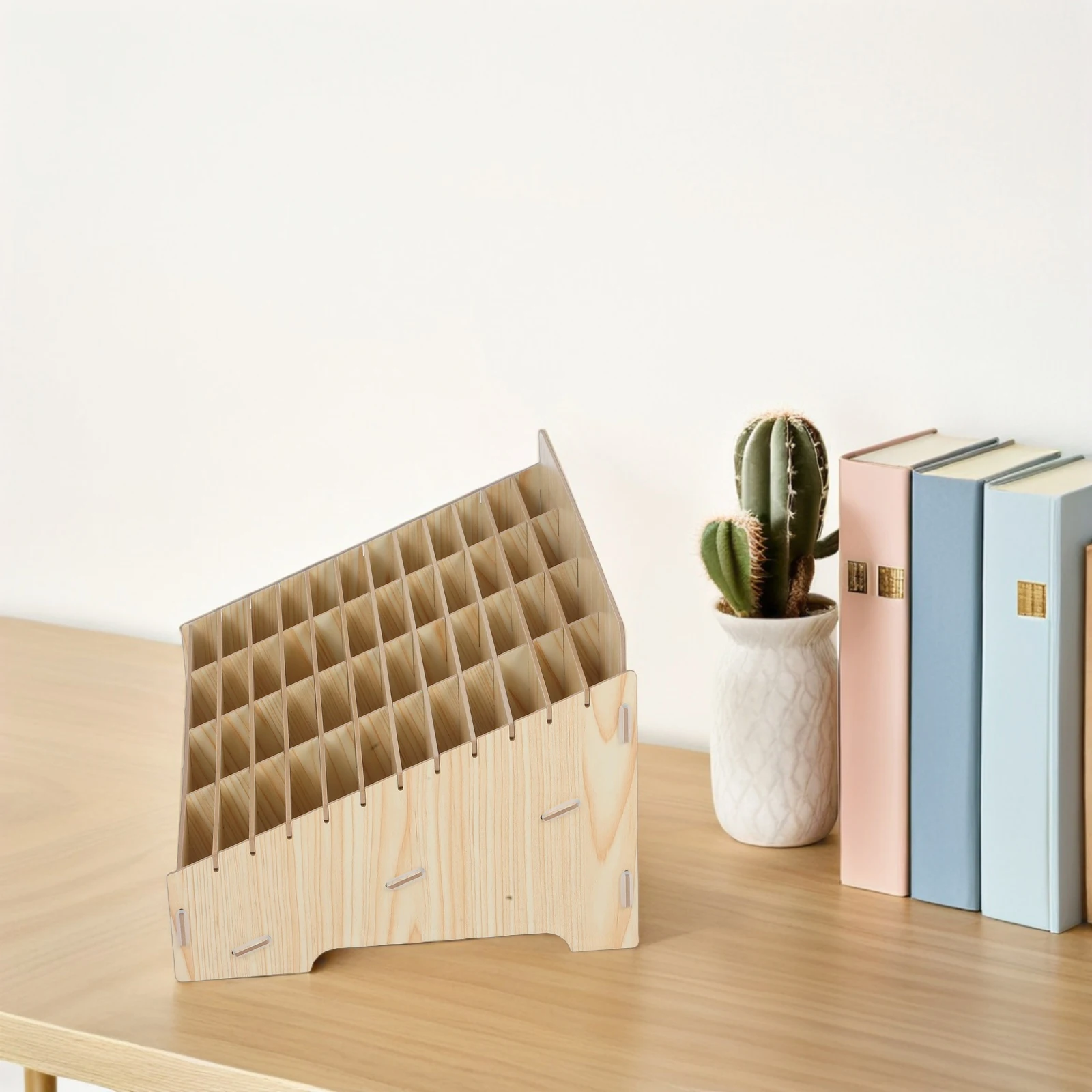 

Wooden Phone Storage Box 48-Grid Organizer Desktop Holder For Office School Classroom Multicompartment Space-Saving