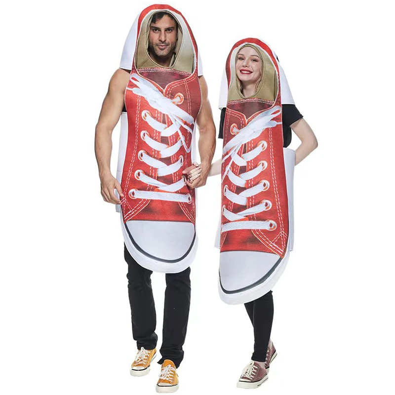 

Hot Sale Couple Cartoon Canvas Shoes Cosplay Clothes Suit Fun Party Performance Clothes Conjoined Pullover Performance Clothes