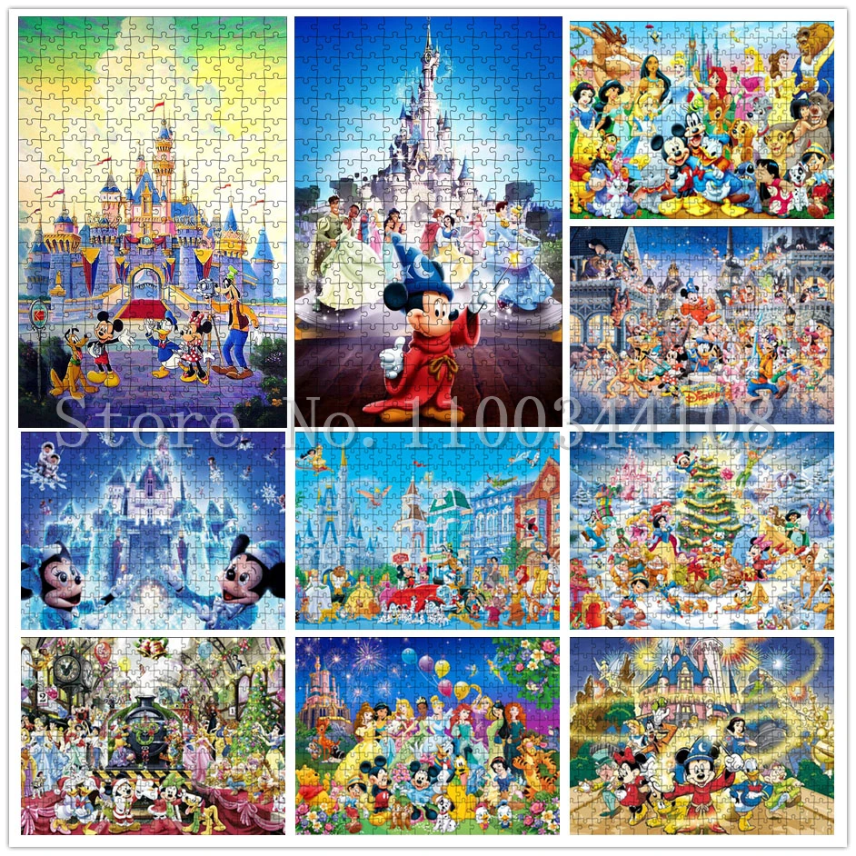 Disney Princess Mickey Mouse Jigsaw Puzzles Disney Classical Movies and Character Snow White Cinderella Puzzles for Children