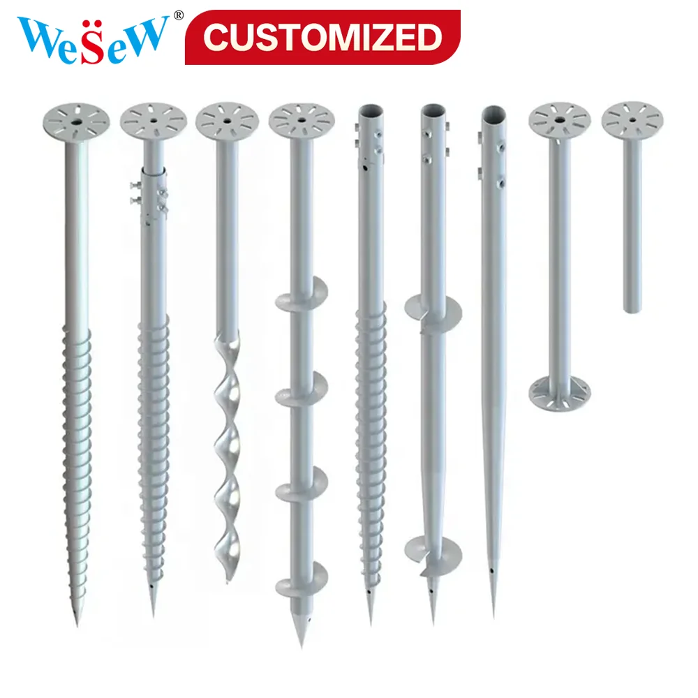 Custom-made hot-dip galvanized spiral pile ground anchors suitable for CNC machined parts of solar ground installation systems