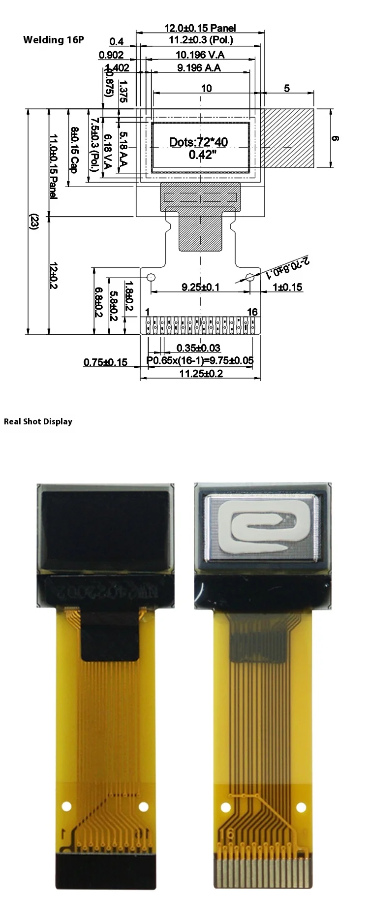 Modulo display OLED da 0,42" 72x40 SSD1315 - Schermo grezzo con interfaccia SPI/I2C a 4 pin per sistemi incorporati