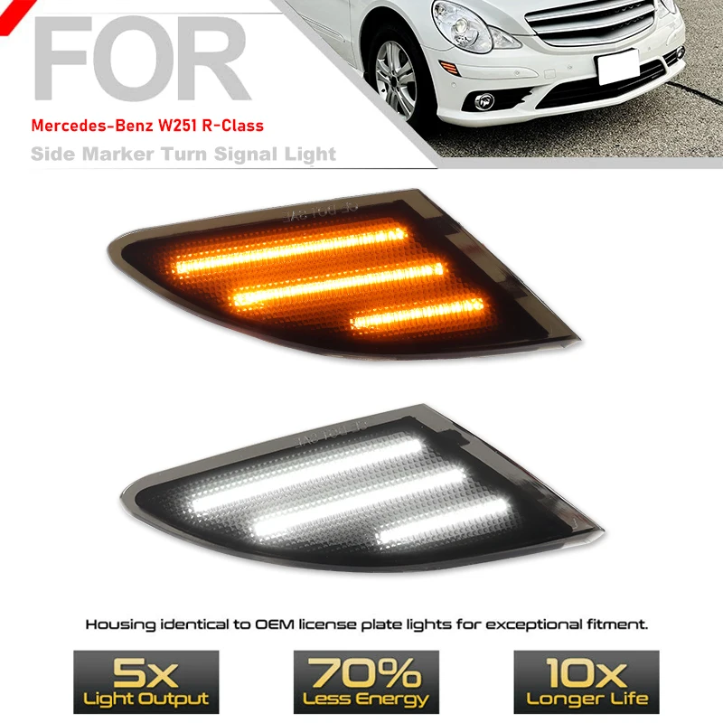 2X LED المصد الأمامي الجانب ماركر بدوره مصباح إشارة لمرسيدس بنز R-Class W251 R320 R350 R500 R63 AMG 2006-2010