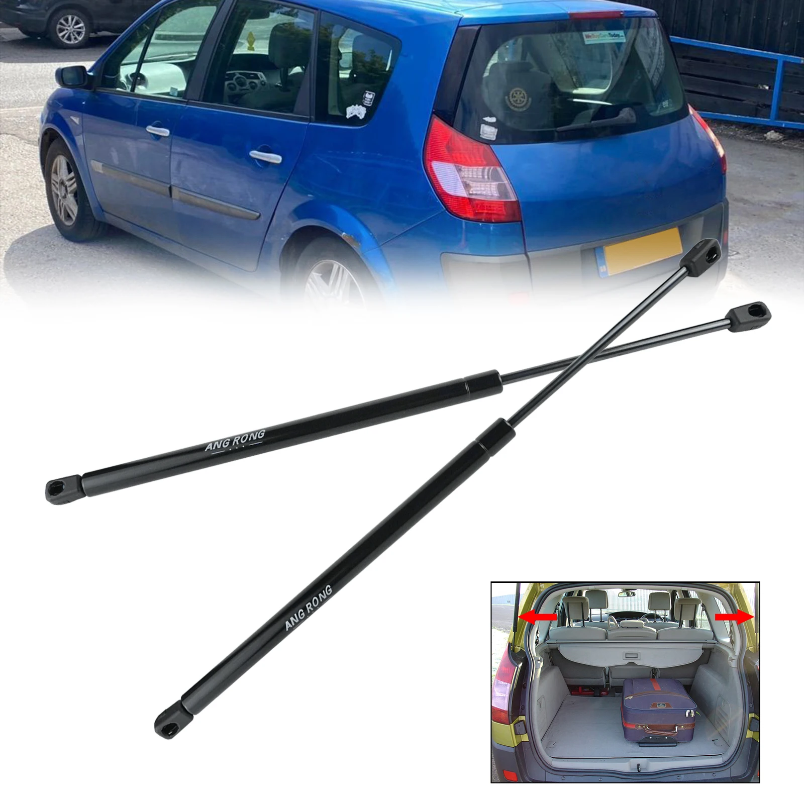 2x Do Renault Scenic MK II MPV Tylna klapa bagażnika Sprężyny gazowe Rozpórki 625N 03-09