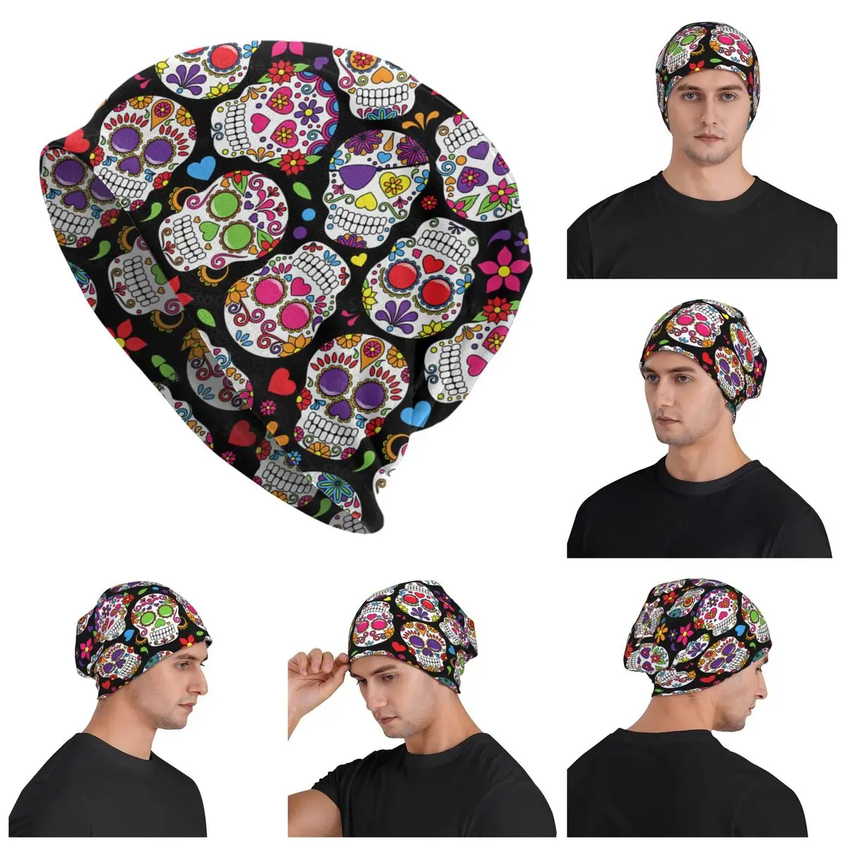 Skull Print Horror Skeleton Death Men Women Adult Beanies Caps Knitting Bonnet Warm Fashion Autumn Winter Outdoor Skullies Hats