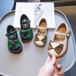 Girls Leather Shoes Mary Janes Children's School Casual Shoes Kids Party Wedding Shoes Classic with Bow-knot 2024 Spring New