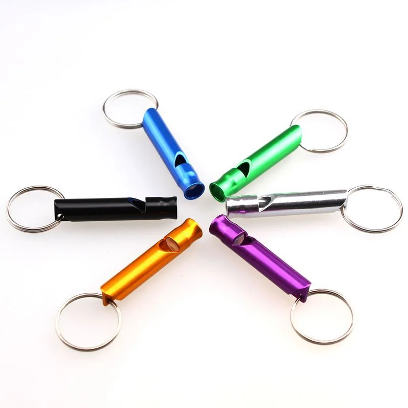 Wholesale Price Outdoor Camping Aluminum Alloy Life-Saving Whistle High Decibel Female Outdoor Tool Keychain