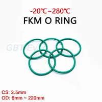 FKM-junta tórica de goma de flúor verde CS 2,5mm, junta de sellado, arandela OD 6mm ~ 220mm, resistente al aceite, resistente al ácido y al álcali
