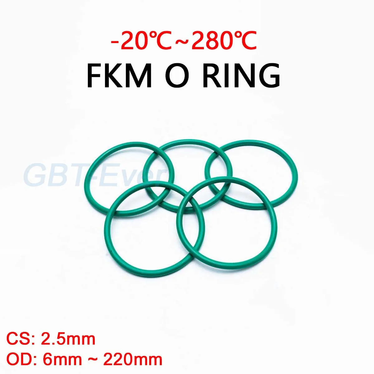 FKM Green Fluorine Rubber O Ring CS 2.5mm O-Rings Sealing Gasket Washer OD 6mm ~ 220mm Oil Resistant Acid & Alkali Resistant