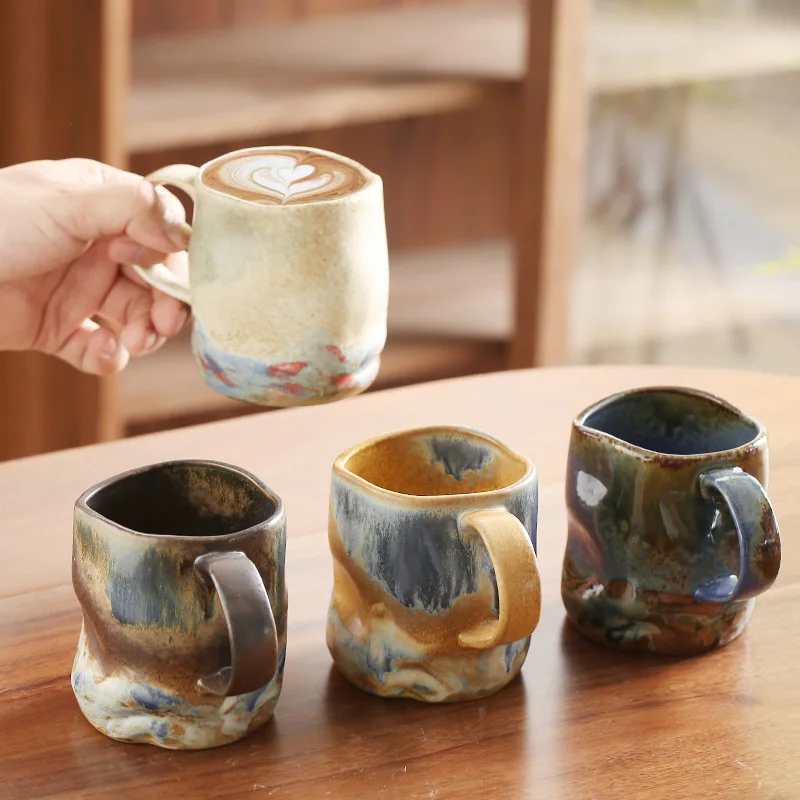 Retro Ceramic Coffee Mug Personality Large Capacity Mug Creative Home Ceramic Anti-ironing Teacups Tea Table Decoration