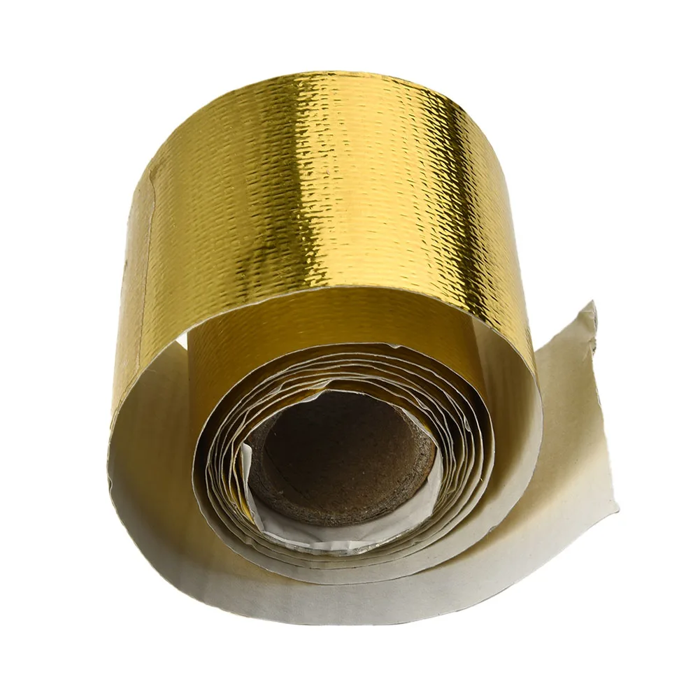 Gold Thermal Exhaust Tape 5*120cm Air Intake Heat Shield Wrap Reflective Car Motorcycle Exhaust Wrap Pipe Header Heat Insulation