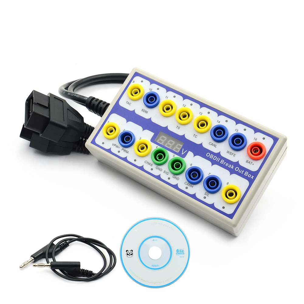 OBD2 Break Out Box Pin Out Box OBDII Protocol Detector Diagnostic Connector Detector Used For OBD Line Signal Judgment Transfer
