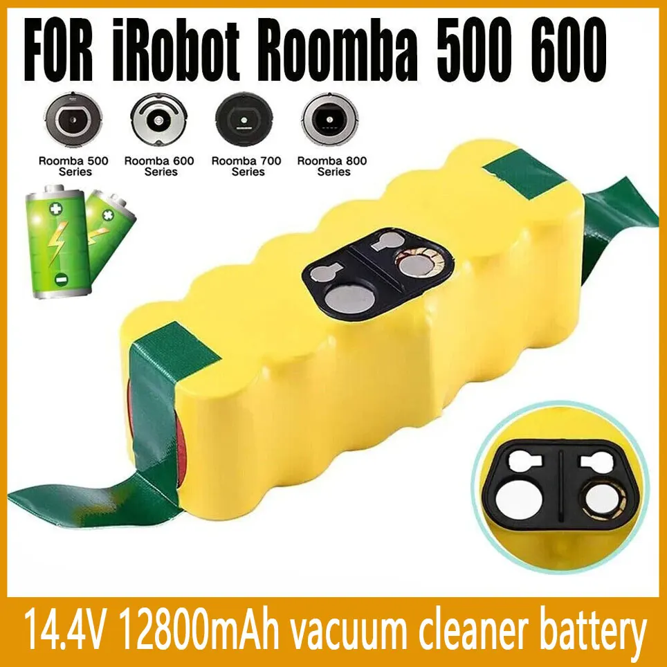 Batterie rechargeable 14.4V 12.8Ah pour iRobot Roomba, compatible avec les modèles 500, 600, 700, 800, 900, 595, 620, 650, 780, 890.