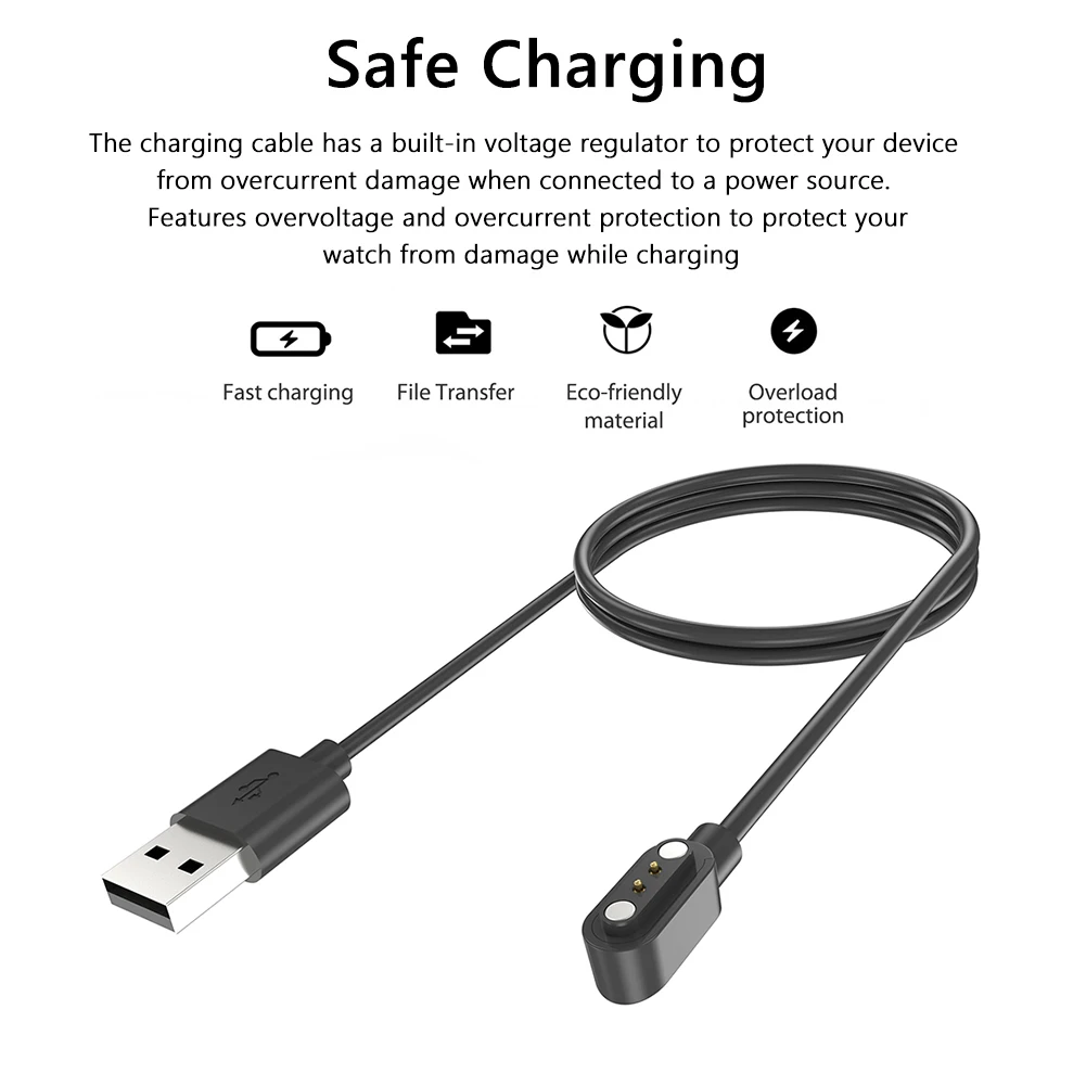 Magnetic Charger Cable for Haylou Solar LS02/LS11/haylou solar Lite R001 Safety USB Watch Charging Cable Replacement Accessories