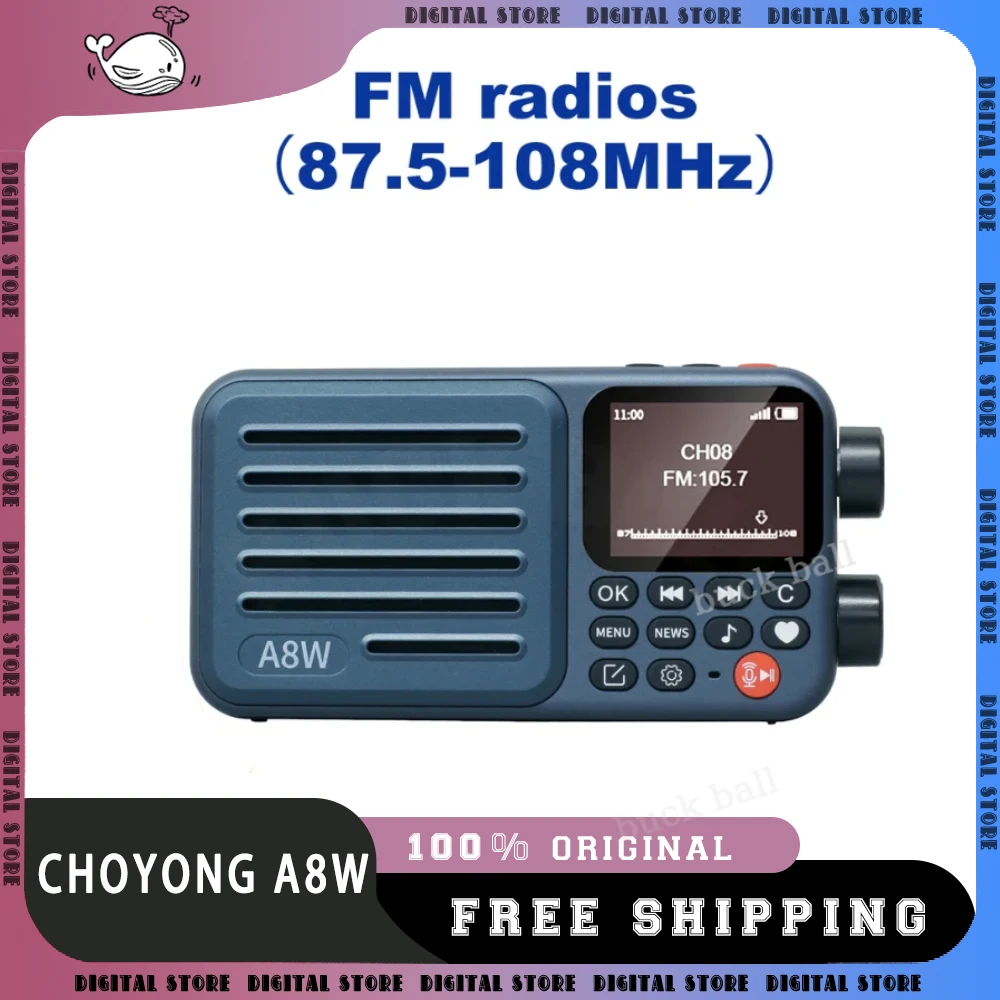 CHOYONG A8W Portable Internet Radio Single Band Radio 4G&Wi-Fi Multi-Scene Connection Speaker Voice Custom Control Radios Gifts