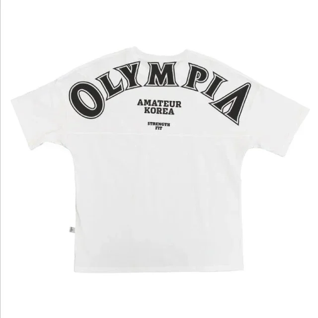 OLYMPIA Printed Men T Shirt Cotton Gym Sports Tops Short Sleeve Running Shirt Workout Training Tees Fitness Loose Oversize Tops