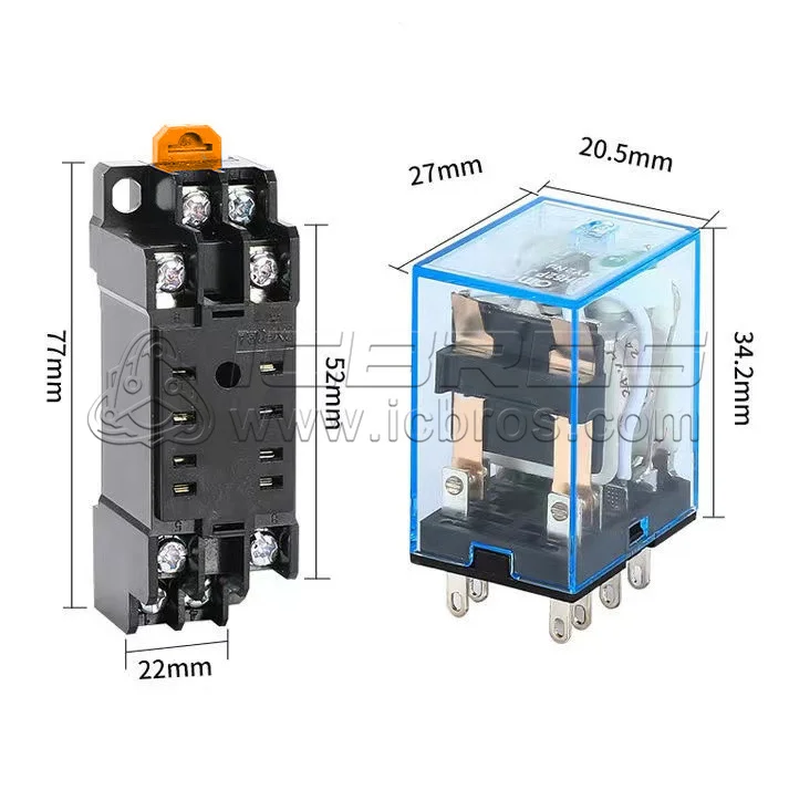 10Set MY2P HH52P MY2NJ 12V 24V DC / 110V 220V AC Coil General PurPose DPDT Micro Mini Relay With Socket Base