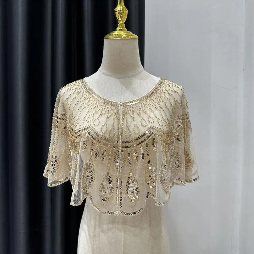 

Ретро-пончо с пайетками, блестящая вышивка, пайетки и бахрома, шаль в стиле 1920-х годов, вечерний накидной платок