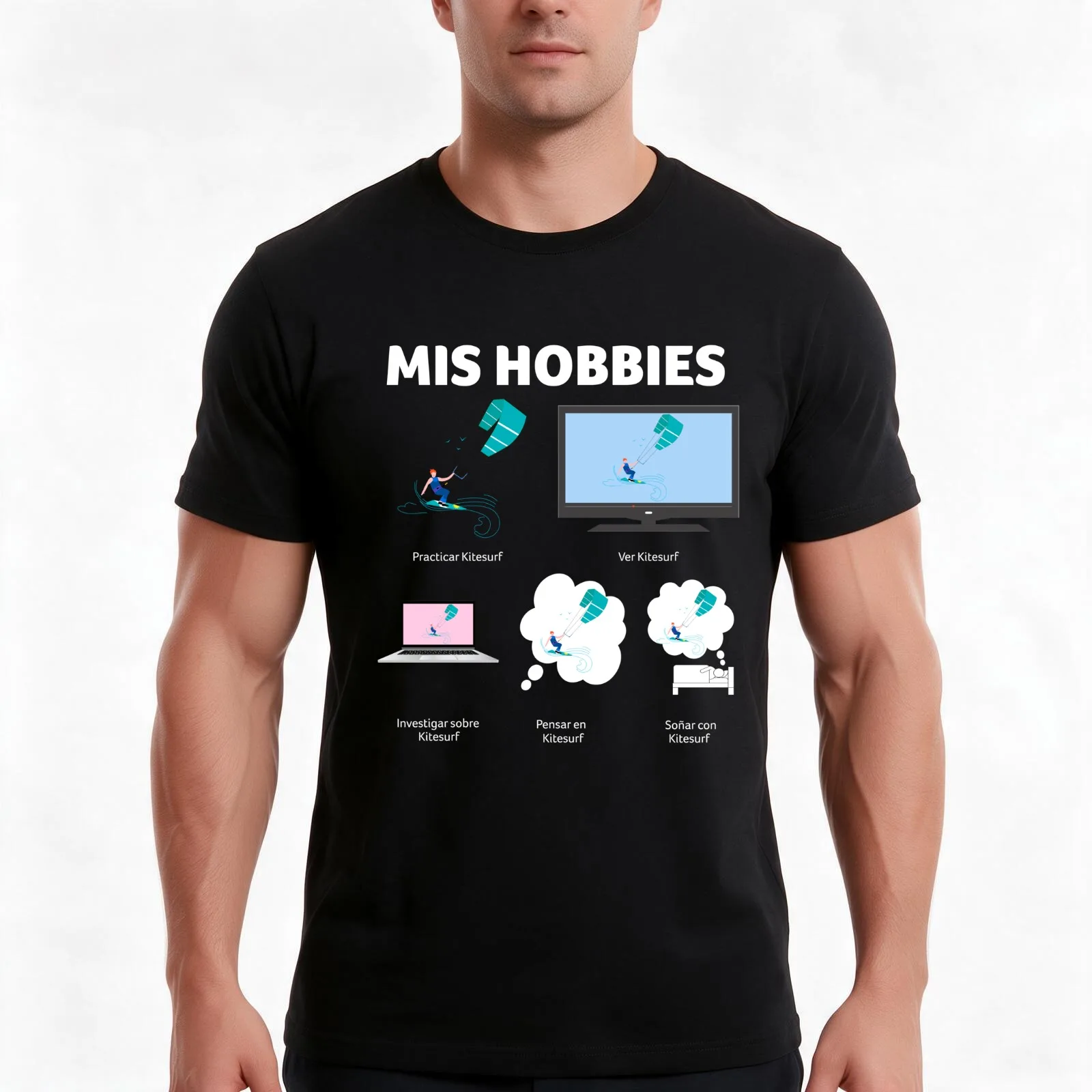 My favorite hobby is kitesurfing T-Shirt, Summer Casual Cotton Tee, Oversized Streetwear Tops, Vintage Graphic Print