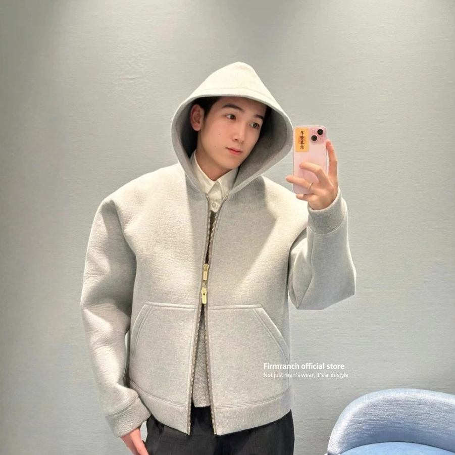 

Firmranch New Spring Autumn Space Grey Cotton Hoodies For Men Women Loose Hooded Cardigan Zipper Sweatshirt Jacket Streetwear