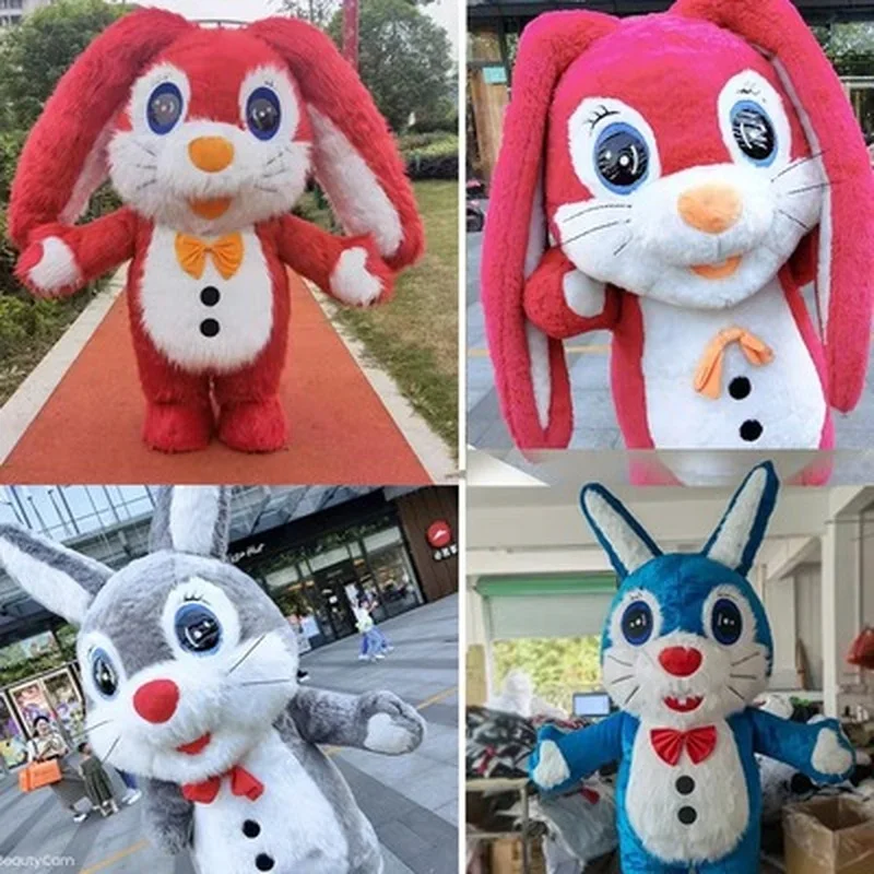 

Rabbit Inflatable Costume Large-scale Long-haired Net Red White Polar Bear Man Wearing Cartoon Doll Clothing no battery